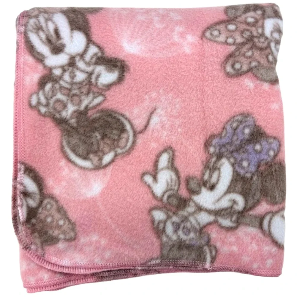 Minnie Mouse Baby Blanket Pink SOFT‎ Thin Fleece Dandelion Polka Dot Bow Girl